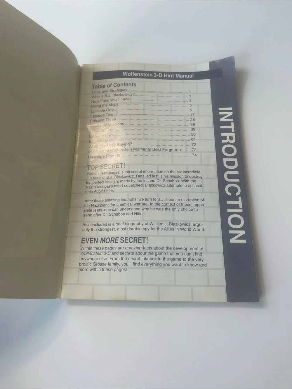 Wolfenstein 3D HINT Manual Only, DOS Mail Version 1992, Id Apogee, NO GAME!